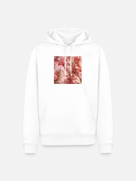Blühende rosige Pfingstrosen - Männer Premium Bio Hoodie - Weiß