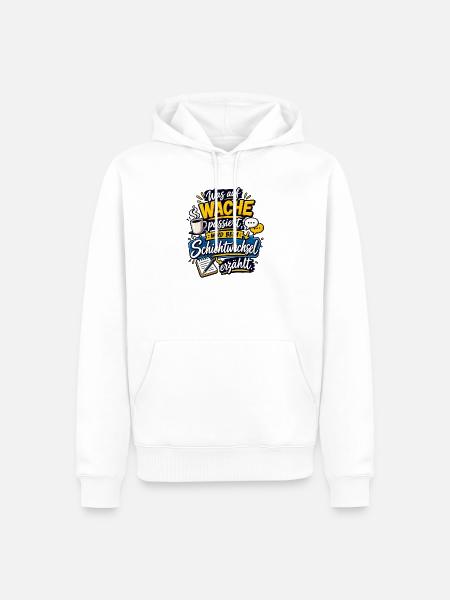 Wache Schichtwechsel Geschichten - Männer Premium Bio Hoodie - Weiß