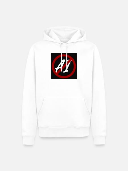 Anti - AI - Männer Premium Bio Hoodie - Weiß