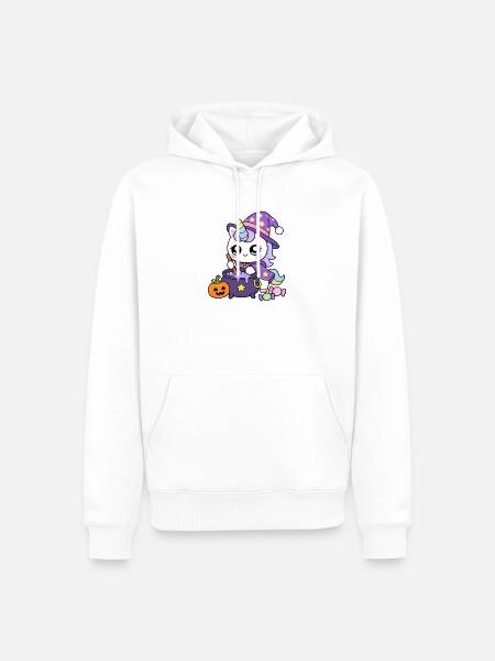 Einhornhexe mit Kessel - Männer Premium Bio Hoodie - Weiß