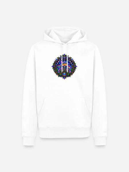Kosmisches Pilz Mandala - Männer Premium Bio Hoodie - Weiß