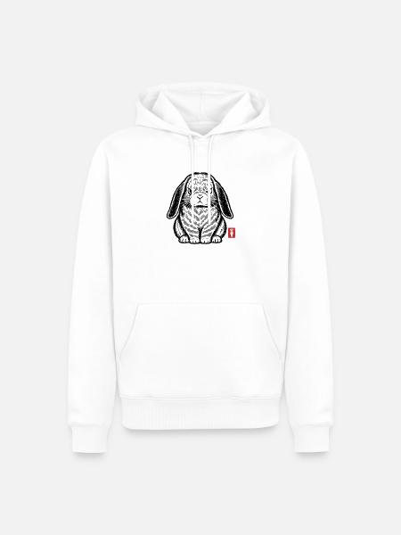 Wütender, grummeliger Hase - Männer Premium Bio Hoodie - Weiß
