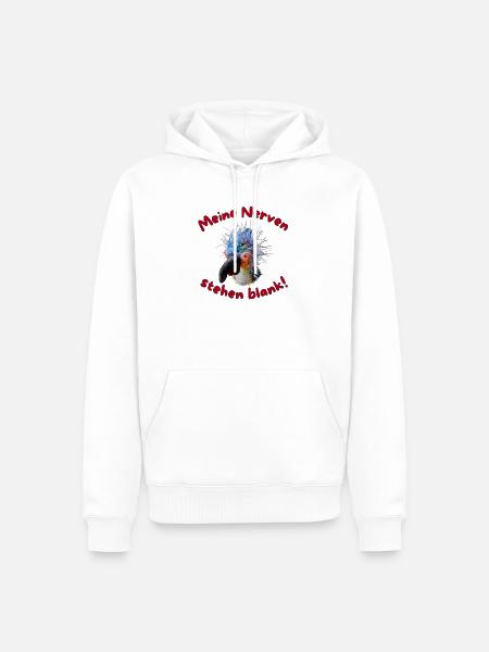Krallo Kreisch™  Meine Nerven stehen blank! - Männer Premium Bio Hoodie - Weiß