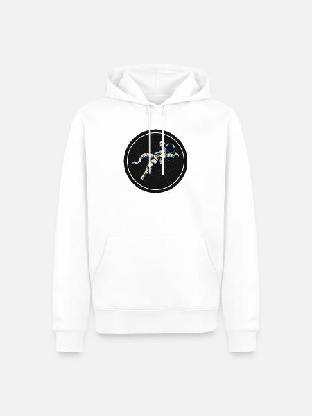 Schwebender Astronaut im Sternenkreis - Männer Premium Bio Hoodie - Weiß