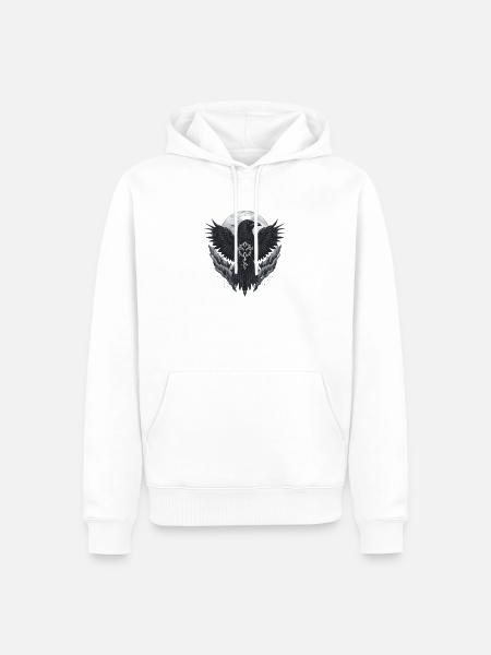 Raben-Mond-Siegel - Männer Premium Bio Hoodie - Weiß