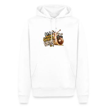Paco die Pilgerschnecke – Ich bin nicht langsam - Männer Premium Bio Hoodie - Weiß - Vorne - Nico (187cm)