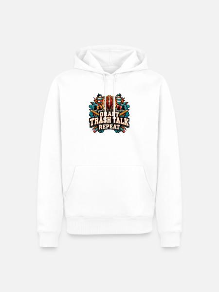 Draft Trash Talk Repeat  - Männer Premium Bio Hoodie - Weiß