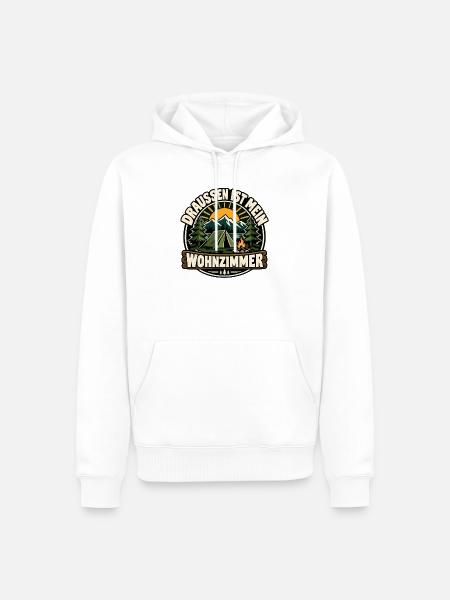 Draußen ist mein Wohnzimmer - Männer Premium Bio Hoodie - Weiß