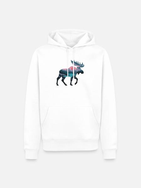 Abendmoose Panorama - Männer Premium Bio Hoodie - Weiß