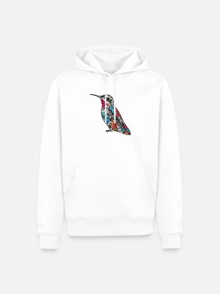 Kolibri Floral Tattoo-Stil - Männer Premium Bio Hoodie - Weiß