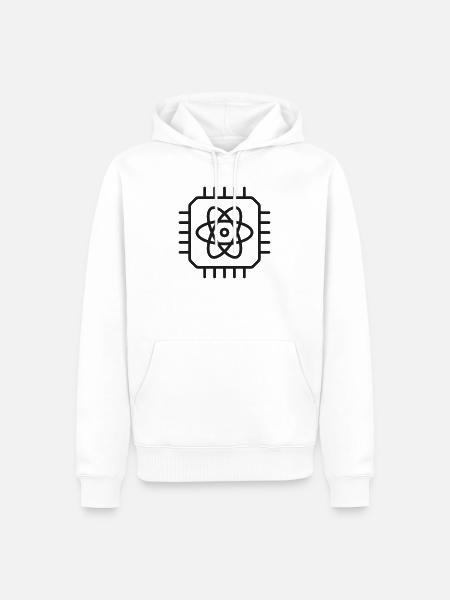 KI-Quantencomputing-Mikrochip-Liniensymbol - Männer Premium Bio Hoodie - Weiß