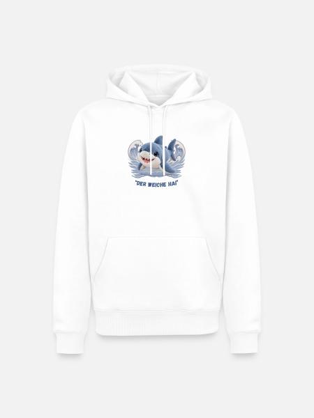 Der weiche Hai - Männer Premium Bio Hoodie - Weiß