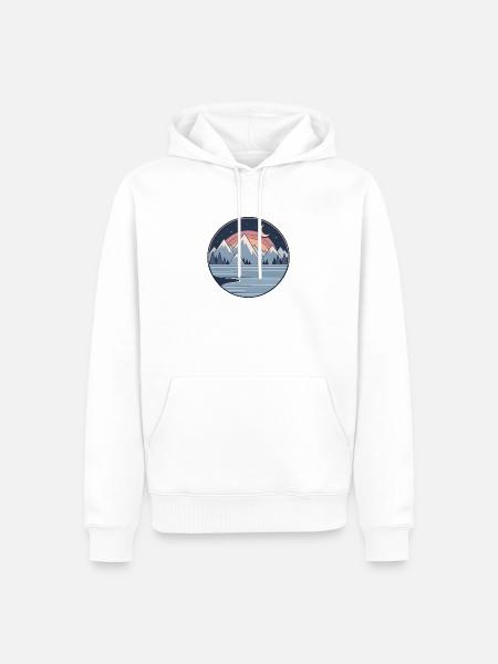 Mondnacht Bergsee Panorama - Männer Premium Bio Hoodie - Weiß