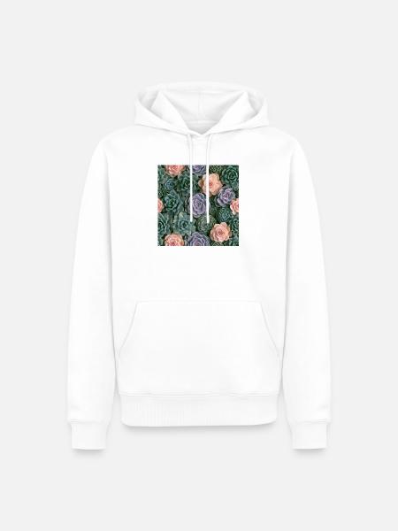 Pastellrosa und Sukkulenten - Männer Premium Bio Hoodie - Weiß