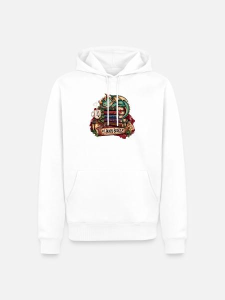 Bücherstapel Drachenfreund - Männer Premium Bio Hoodie - Weiß