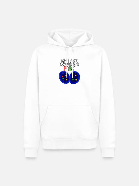 Meine Liebessprache ist FISH – Zytogenetik - Männer Premium Bio Hoodie - Weiß