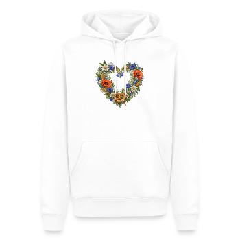 Wiesenblumenherz mit Brezel & Edelweiß - Männer Premium Bio Hoodie - Weiß - Vorne - Nico (187cm)