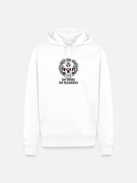 Anarchieschädel mit Dornenkrone - Männer Premium Bio Hoodie - Weiß