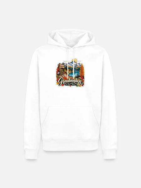 Graubünden Alpenpanorama - Männer Premium Bio Hoodie - Weiß