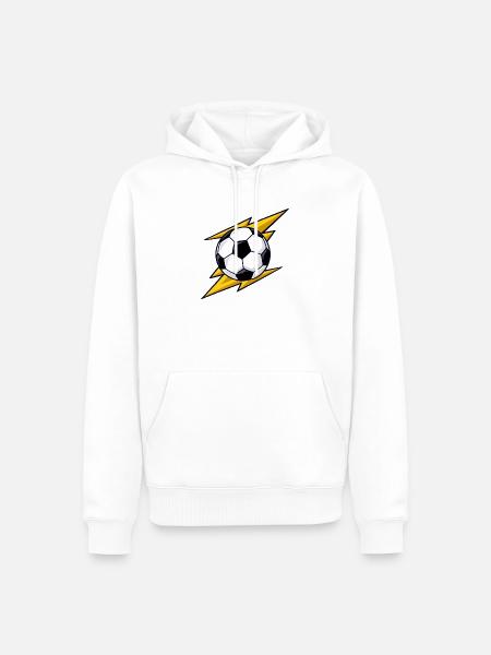 Fußball mit gelben Blitzen - Männer Premium Bio Hoodie - Weiß