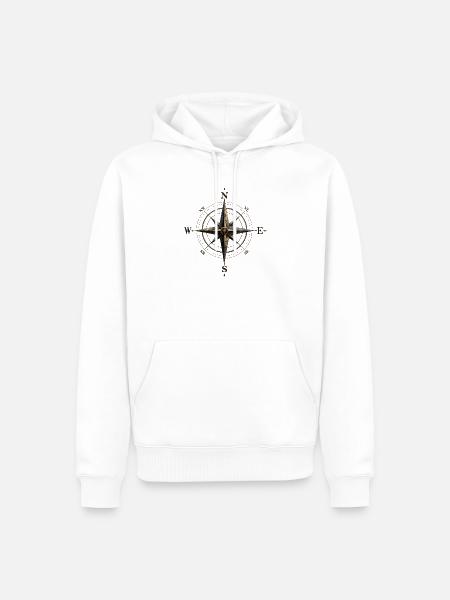 Nostalgischer Kompassstern - Männer Premium Bio Hoodie - Weiß