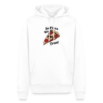 In Pizza We Trust - Männer Premium Bio Hoodie - Weiß - Vorne - Nico (187cm)