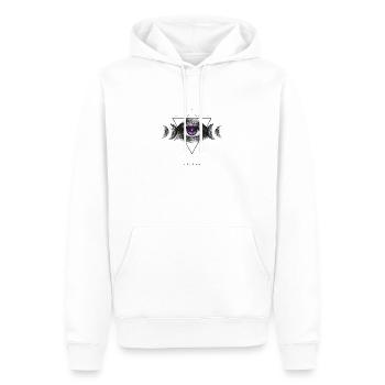 Geometrische Vision: Auge mit Mond-Symbolik - Männer Premium Bio Hoodie - Weiß - Vorne - Nico (187cm)