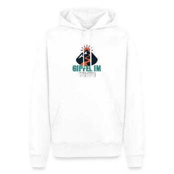 Gipfel im Herzen. – Minimalistische Gipfelmotive. - Männer Premium Bio Hoodie - Weiß - Vorne - Nico (187cm)
