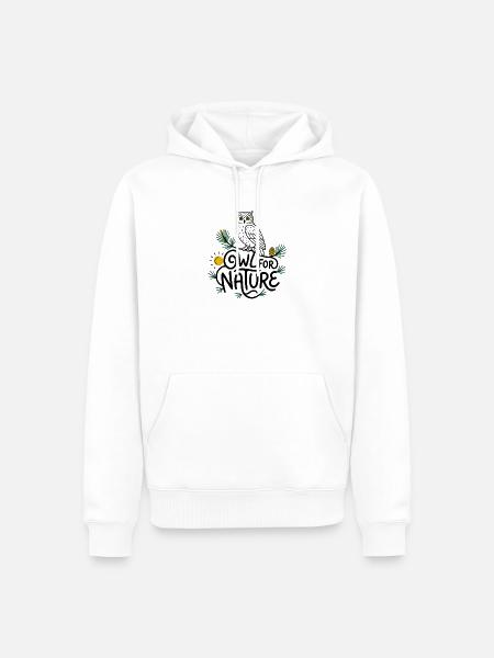 Eule für die Natur & stilisierte Eule - Männer Premium Bio Hoodie - Weiß