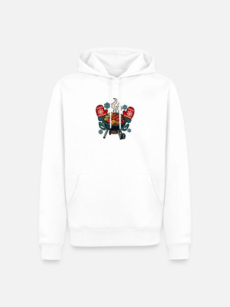 Wintergrillrunde – Gemeinsam an die Glut - Männer Premium Bio Hoodie - Weiß