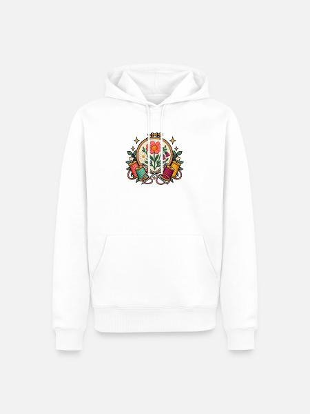 Stickwerkstatt – Gemeinsam Fäden ziehen - Männer Premium Bio Hoodie - Weiß