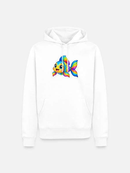 Kawaii Mehrfarbiger Fisch - Männer Premium Bio Hoodie - Weiß