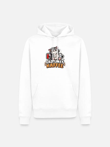 Kaffee-Ladekätzchen - Männer Premium Bio Hoodie - Weiß