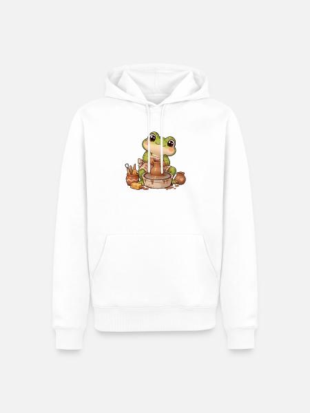 Bezaubernder Ton-Keramikfrosch - Männer Premium Bio Hoodie - Weiß