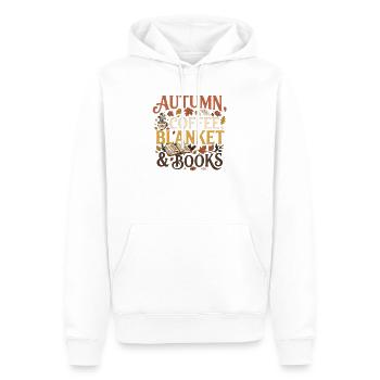 Herbst Vibes – Autumn, Coffee, Blanket & Books Pre - Männer Premium Bio Hoodie - Weiß - Vorne - Nico (187cm)