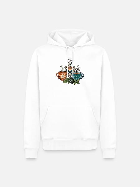 Teerunde – Drei Tassen, viele Gespräche - Männer Premium Bio Hoodie - Weiß