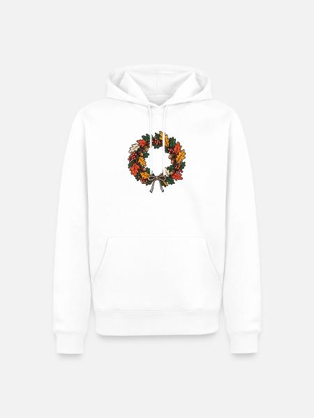 Kranzbinden – Herbstzauber von Hand - Männer Premium Bio Hoodie - Weiß