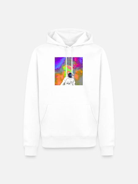 Astronaut im Farbnebel - Männer Premium Bio Hoodie - Weiß