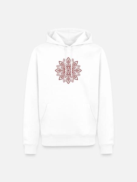 Karmesinrote Mandala-Blüte - Männer Premium Bio Hoodie - Weiß