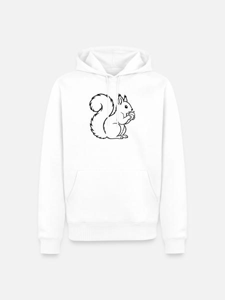 Eichhörnchen mit Eichel – Wald Natur - Männer Premium Bio Hoodie - Weiß