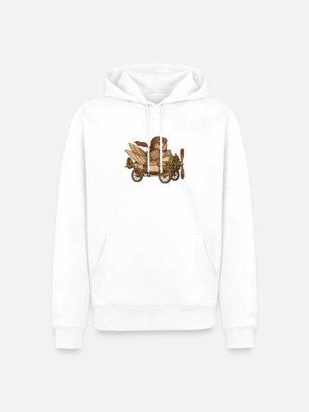 Steampunk Eulenflugmaschine - Männer Premium Bio Hoodie - Weiß