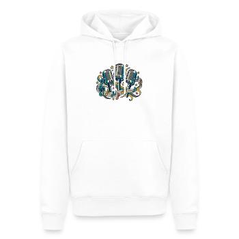 Mikrofonchor – Stimmen gemeinsam stark - Männer Premium Bio Hoodie - Weiß - Vorne - Nico (187cm)