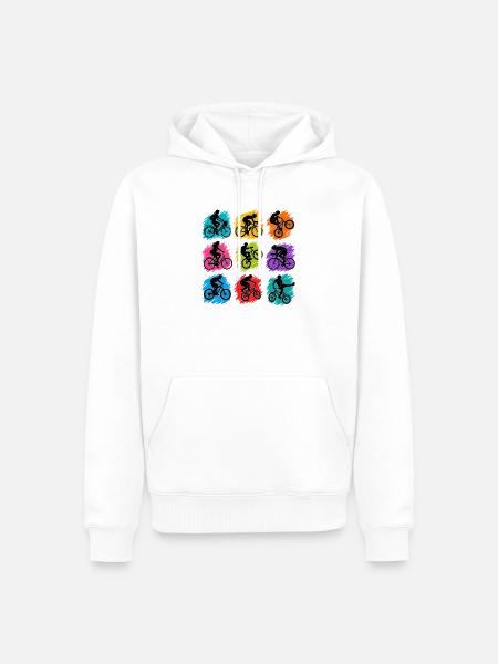 Bunte Radfahrer in abstrakten Splittern - Männer Premium Bio Hoodie - Weiß