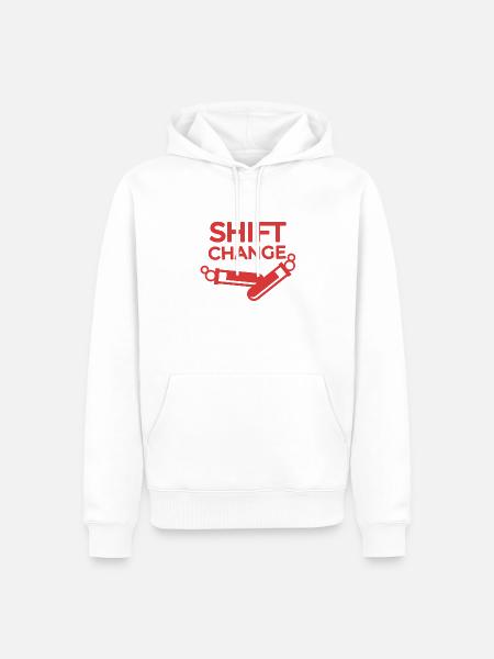 Shift Change - Männer Premium Bio Hoodie - Weiß