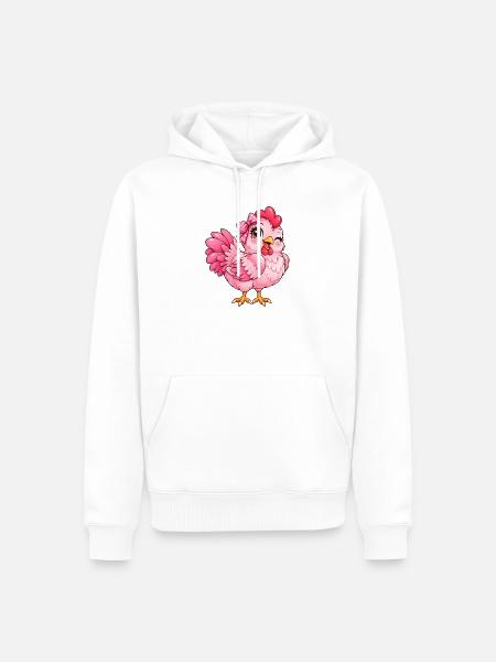 Kawaii Pink Hen - Männer Premium Bio Hoodie - Weiß