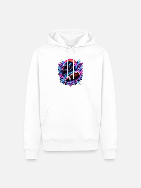 Neon Football Helm Synthwave - Männer Premium Bio Hoodie - Weiß