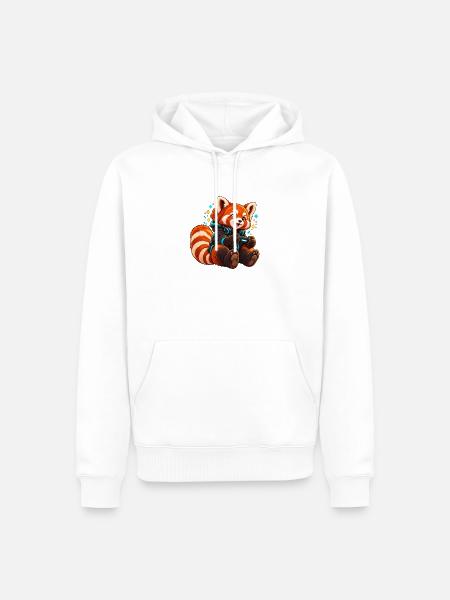 Red Panda Gamer mit Controller - Männer Premium Bio Hoodie - Weiß