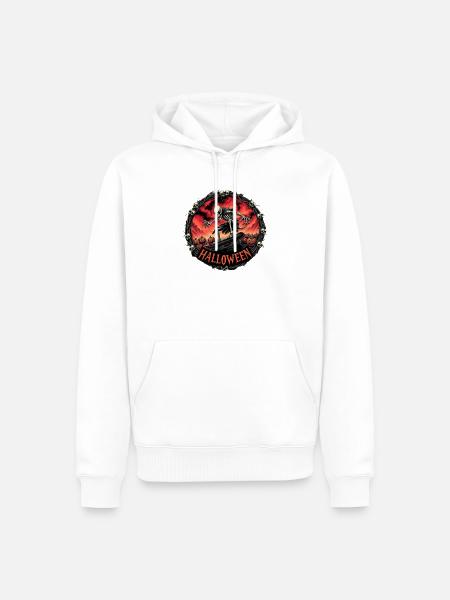 Nightmare Ghost Skateboarder Eingerahmt Circular Dark - Männer Premium Bio Hoodie - Weiß