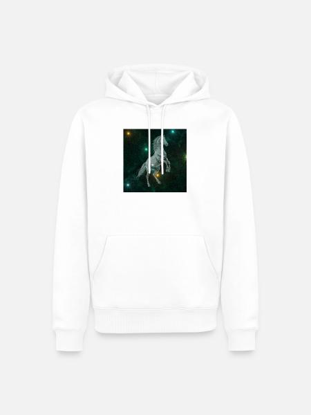 Sternenpferd im All - Männer Premium Bio Hoodie - Weiß