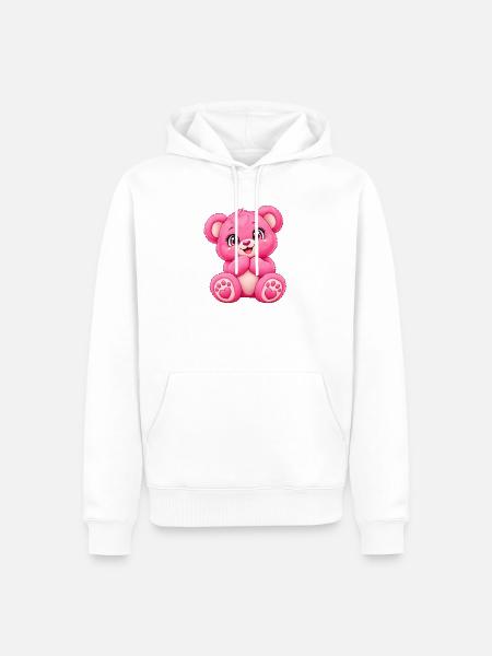 Kawaii Pinker Teddybär - Männer Premium Bio Hoodie - Weiß